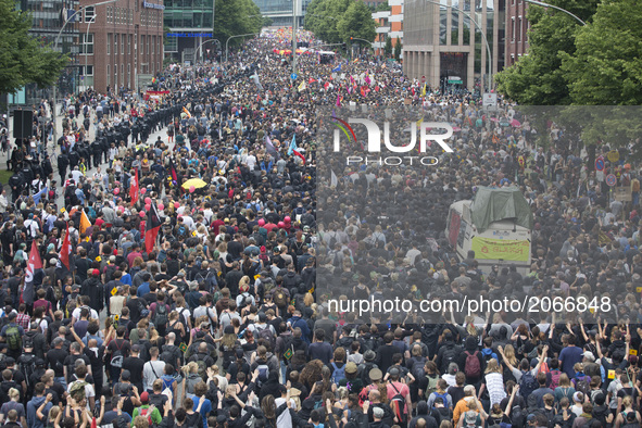 Germany, Hamburg: Thousands of protestors march through the streets at the 'Hamburg Shows Attitude' demonstration in Hamburg, Germany,  on J...