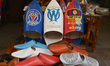 A view of a handmade Moroccan babouches slippers for men seen for sales inside Rabat's med...