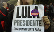 Supporters of Brazil's former president Luiz Inacio Lula da Silva take part in a demo in S...