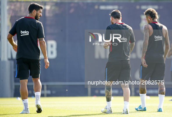 Leo Messi, Luis Suarez and Neymar Jr. during the FC Barcelona training, on 17 july 2017. Photo: Joan Valls/Urbanandsport/Nurphoto -- 