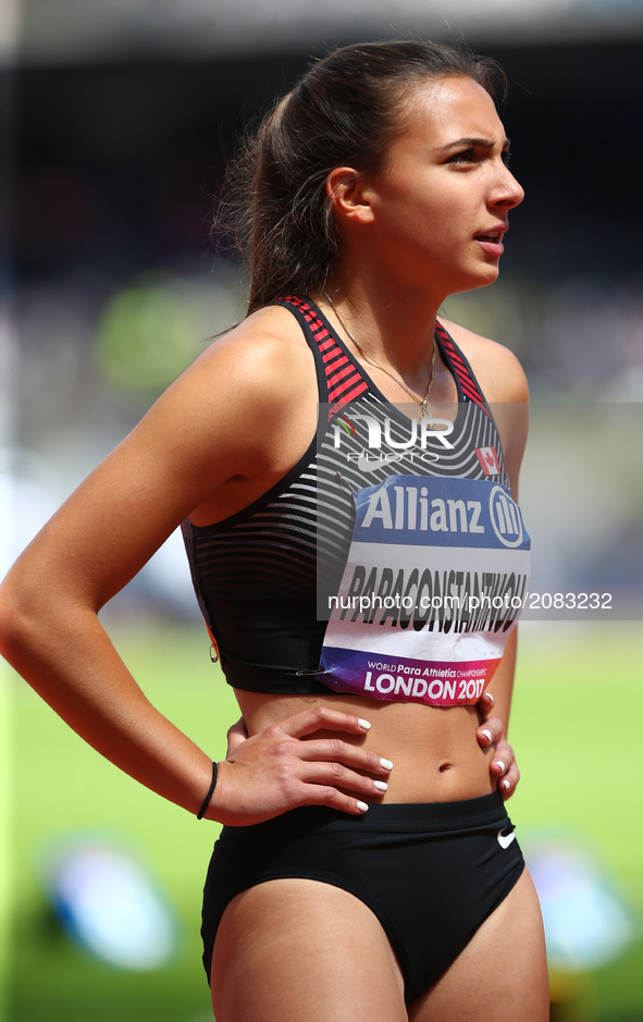 L-R Marissa Papaconstant (CAN) compete  in Women's 100m T44 Heat 1 and World Record during IPC World Para Athletics Championships at London...