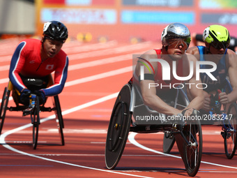 Marcel Hug (SUI) compete  in Men's 800m T54 Round 1 Heat 2 during IPC World Para Athletics Championships at London Stadium in London on July...