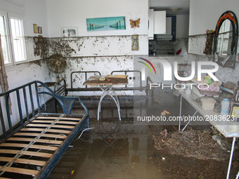 Debris is seen after the heavy rain at Toroni,  150 km from Thessaloniki, Greece on July 18, 2017 affected by the torrential rain. (