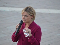 Selin Sayek Boke, former vice chair and spokesperson of the main opposition Republican People's Party (CHP), speaks during a forum on afterm...