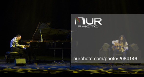 Jazz pianist Michel Camilo and flamenco guitarist Tomatito during his concert at the Teatro Real in Madrid. Spain July 18, 2017 