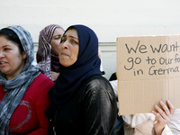 Protest rally by refugees and migrants outside the German embassy in Athens on Wednesday 19 July 2017. The refugees, mainly Syrians from the...
