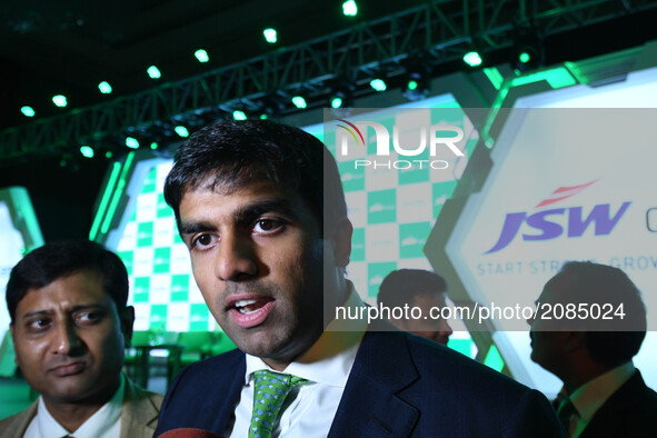 Parth Jindal son of Sajjan Jindal Chairman of Jindal Group at the launch of  JSW Cement on July 19,2017 in Kolkata,India. 