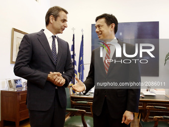 Opposition leader and New Democracy president, Kyriakos Mitsotakis meets US Deputy Assistant Secretary for European and Eurasian Affairs, Ho...