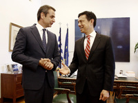 Opposition leader and New Democracy president, Kyriakos Mitsotakis meets US Deputy Assistant Secretary for European and Eurasian Affairs, Ho...