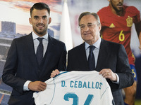 Spanish midfielder Dani Ceballos during his presentation as new football player of the Real Madrid CF at the Santiago Bernabeu stadium in Ma...