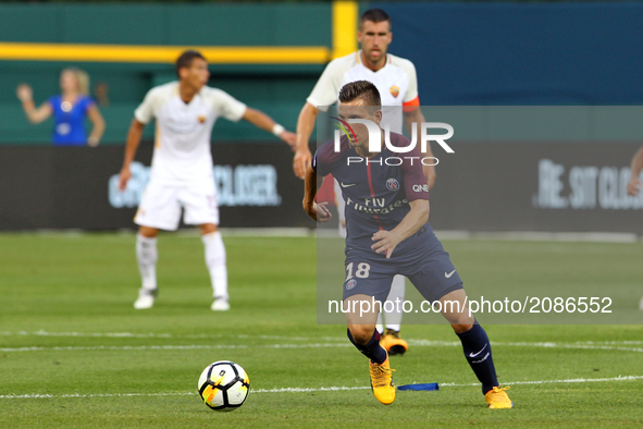 Paris Saint-Germain midfielder Giovani Lo Celso (18) looks to pass during an International Champions Cup match between AS Roma and Paris Sai...