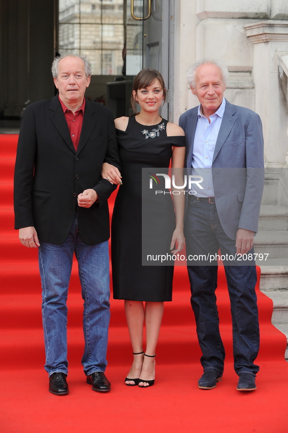 Luc Dardenne, Marion Cotillard and Jean-Pierre Dardenne attend the UK Premiere of Two Days, One Night at Somerset House in London.
7th Augu...