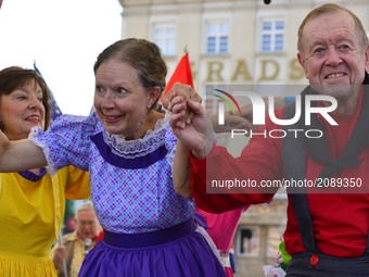 Partecipant at 51st International Folklore (IFF) at Ban Josip Jelacic square, in Zagreb, Croatia on 22 Jul 2017. IFF participants performanc...