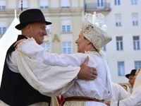 Partecipant at 51st International Folklore (IFF) at Ban Josip Jelacic square, in Zagreb, Croatia on 22 Jul 2017. IFF participants performanc...