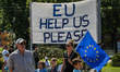Protesters during the anti judicial reform protest are seen in Gdansk, Poland on 22 July 2...