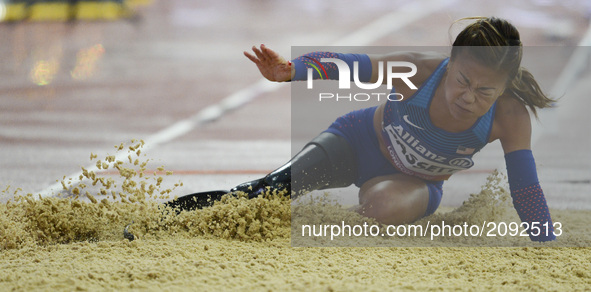 Scout Bassett of USA compete
Women's Long Jump T42 Final during World Para Athletics Championships at London Stadium in London on July 23, 2...