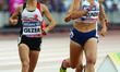 L-R Muhsine Gezer of Turkey Kaitlin Bounds of USA  compete Women's 800m T20 Final during W...
