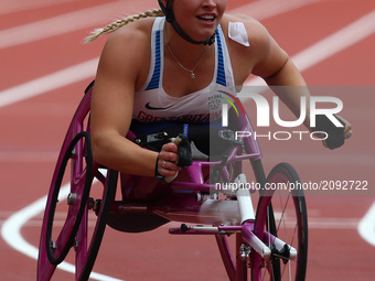 Samantha Kingghorn of Great Britain  Woman's 100mT53 Final during World Para Athletics Championships at London Stadium in London on July 23,...