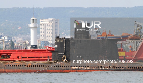 A tugboat tugs Bulgarian almost 60 years old Russian made clas Romeo submarine "Nadezhda" (Hope) during an unique sea transportation operati...