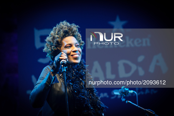 American jazz and soul singer Macy Gray performs onstage during 52nd edition of Heineken Jazzaldia Festival on July 24, 2017 in San Sebastia...