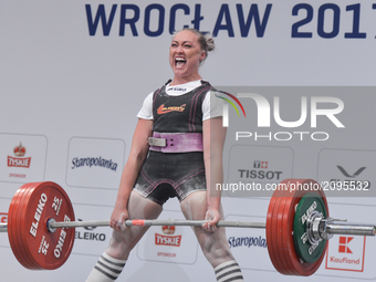 Marte Elverum of Norway competes during the Powerlifting Women's Heavyweight competition of The World Games 2017 at the National Forum of Mu...