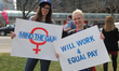 Women rally to demand equal pay for women and an end to the wage gap between the sexes on...