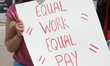 Women rally to demand equal pay for women and an end to the wage gap between the sexes on...