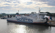 Polferries ferry sitting at the Swinoujscie ferry terminal in Swinoujscie port is seen on...