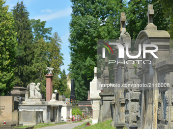 A view historical tombs of Polish families burried in the old part of Lyczakowski cemetery. As Lwow for centuries used to be a centre of Pol...