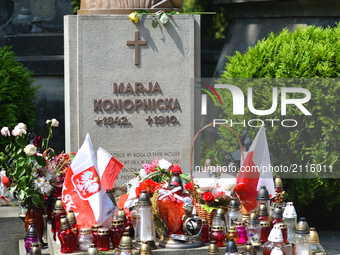 A view of Maria Konopnicka's (1842-1910) tomb, a Polish poet, novelist, writer for children and youth, as well as an activist for women's ri...