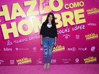 Liz Gallardo is seen during the pink carpet  to promote the latest film 'Hazlo Como Hombre' at Cinepolis Plaza Oasis Coyoacan on August 08,...