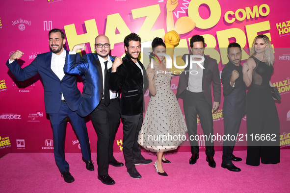 Ariel Levi, Nicolas Lopez, Alfonso Dosal, Aislinn Derbez, Mauricio Ochmann,Ignacia Allamand are seen during the pink carpet  to promote the...