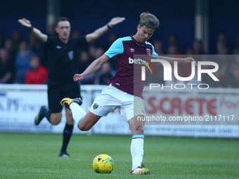 West Ham United U23s Martin Samuelsen
during Friendly match between Billericay Town and West Ham United XI at AGP Arena, Billericay,  Englan...