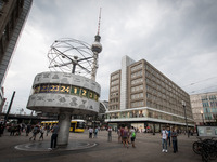 The Weltzeituhr (world clock) in Berlin, Germany, on 22 July 2017. The Berlin tourism has reached a new record. The Statical Landesamt ( Fed...