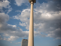 The Fernsehturm is a television tower in central Berlin, Germany, on 22 July 2017. The Berlin tourism has reached a new record. The Statical...