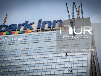 Hotel Park Inn, Alexanderplatz Square, Berlin, Germany, on 22 July 2017. The Berlin tourism has reached a new record. The Statical Landesamt...