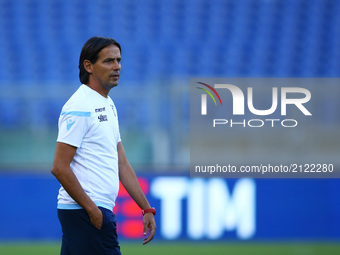Lazio coach Simone Inzaghi at Olimpico Stadium in Rome, Italy on August, 12 2017 during training session for TIM Super Cup 2017.
 (