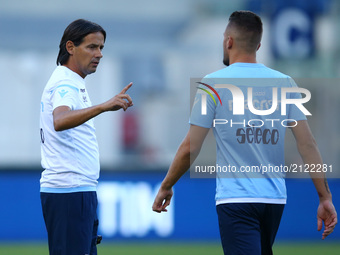 Lazio coach Simone Inzaghi at Olimpico Stadium in Rome, Italy on August, 12 2017 during training session for TIM Super Cup 2017.
(