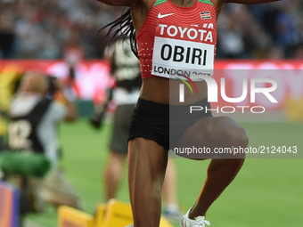 Hellen Onsando Obiri of Kenya, winning the 5000 meter  final in London at the 2017 IAAF World Championships athletics. (