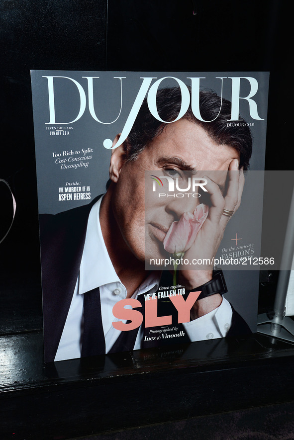 The cover at the party for Sylvester Stallone' s cover of DuJour Magazine on August 14, 2014 at Provocateur in New York City. 


