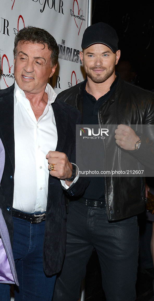 Jason Binn, Sylvester Stallone and Kellan Lutz attend the party for Sylvester Stallone' s cover of DuJour Magazine on August 14, 2014 at Pro...