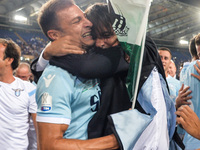 Simone Inzaghi and Stefan Radu during the Italian SuperCup TIM football match Juventus vs lazio on August 13, 2017 at the Olympic stadium in...