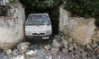 A house, destroyed in the earthquake, is seen in one of the more heavily damaged areas on...