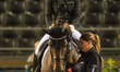 Danish rider Anna Zibrandtsen on Arlando arrives at the price giving ceremony for the team...
