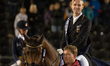 German rider Sönke Rothenberger on Cosmo arrives at the price giving ceremony for the team...