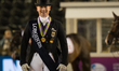 German rider Isabell Werth enjoys the moment during the price giving ceremony for the team...