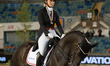 Danish rider Anna Zibrandtsen on Arlando arrives at the price giving ceremony for the team...
