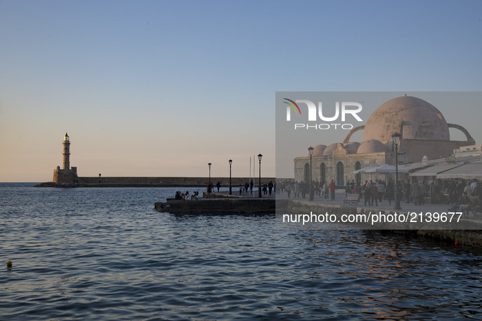 Old Venetian port of Chania on Crete island, Greece