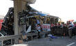 Security and rescue personnel work at an accident site in Ankara, Turkey, Aug. 24, 2017. A...
