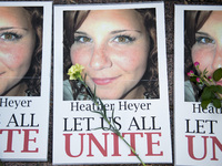 A photo of Heather Heyer during the standing silent appeal, a hundred people gathered in shibuya against racism and violence in memory of He...